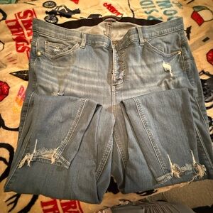 Torrid Bombshell Skinny Jeans - Black Waistband and Blue Denim